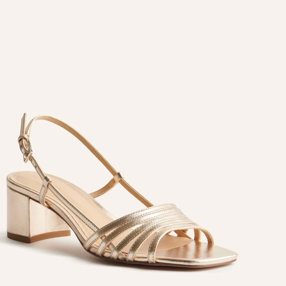 NEVER WORN Reformation Eleonora Sling Back Block Heel Sandal in Gold